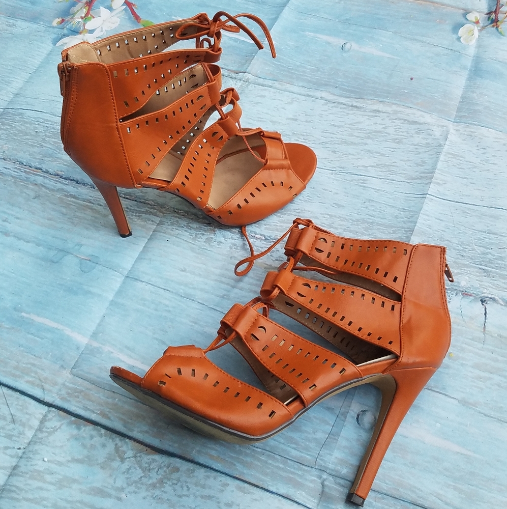 Mark & Maddux Orange Sandal Heels size 10